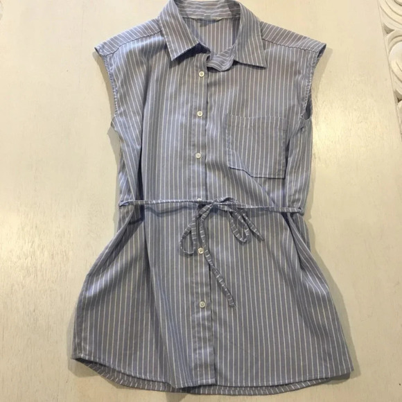 C&C California Striped Tank Button Blouse Tie Top - Picture 2 of 6